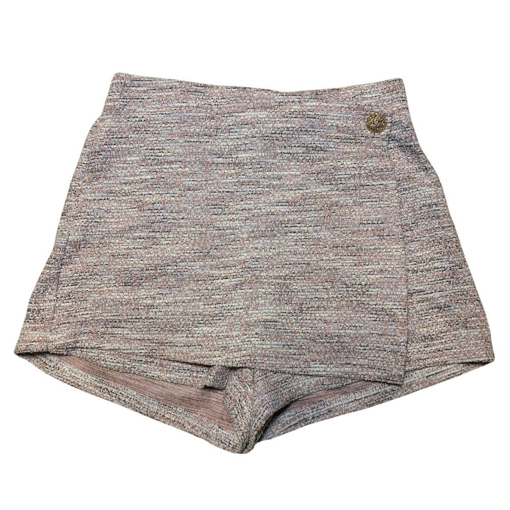 Haute Monde Wrap Skort Size Small Tweed Pink Blue White Preppy Academia Spring